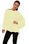 Ladies cream tassel ruffle poncho