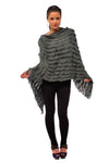 Ladies grey tassel ruffle poncho