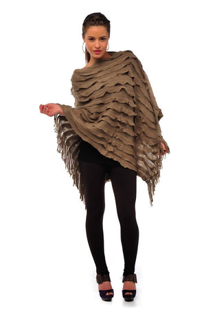 Ladies mocho tassel ruffle poncho