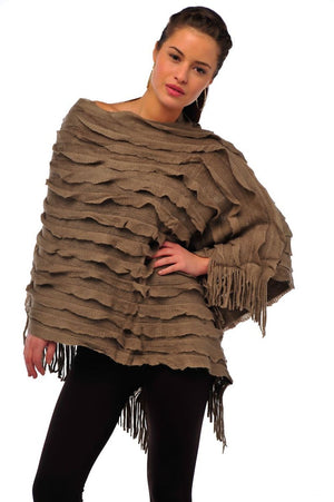 Ladies mocho tassel ruffle poncho