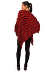 Ladies wine tassel ruffle poncho