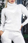 Ladies cream two piece knitwear set