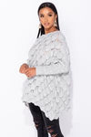 Ladies grey batwing sleeved oversize jumper