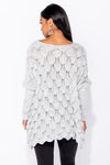 Ladies grey batwing sleeved oversize jumper