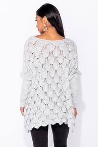 Ladies grey batwing sleeved oversize jumper