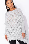 Ladies grey batwing sleeved oversize jumper