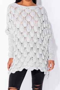 Ladies grey batwing sleeved oversize jumper