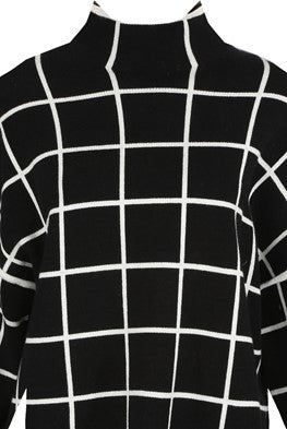 Ladies black check print knitted jumper