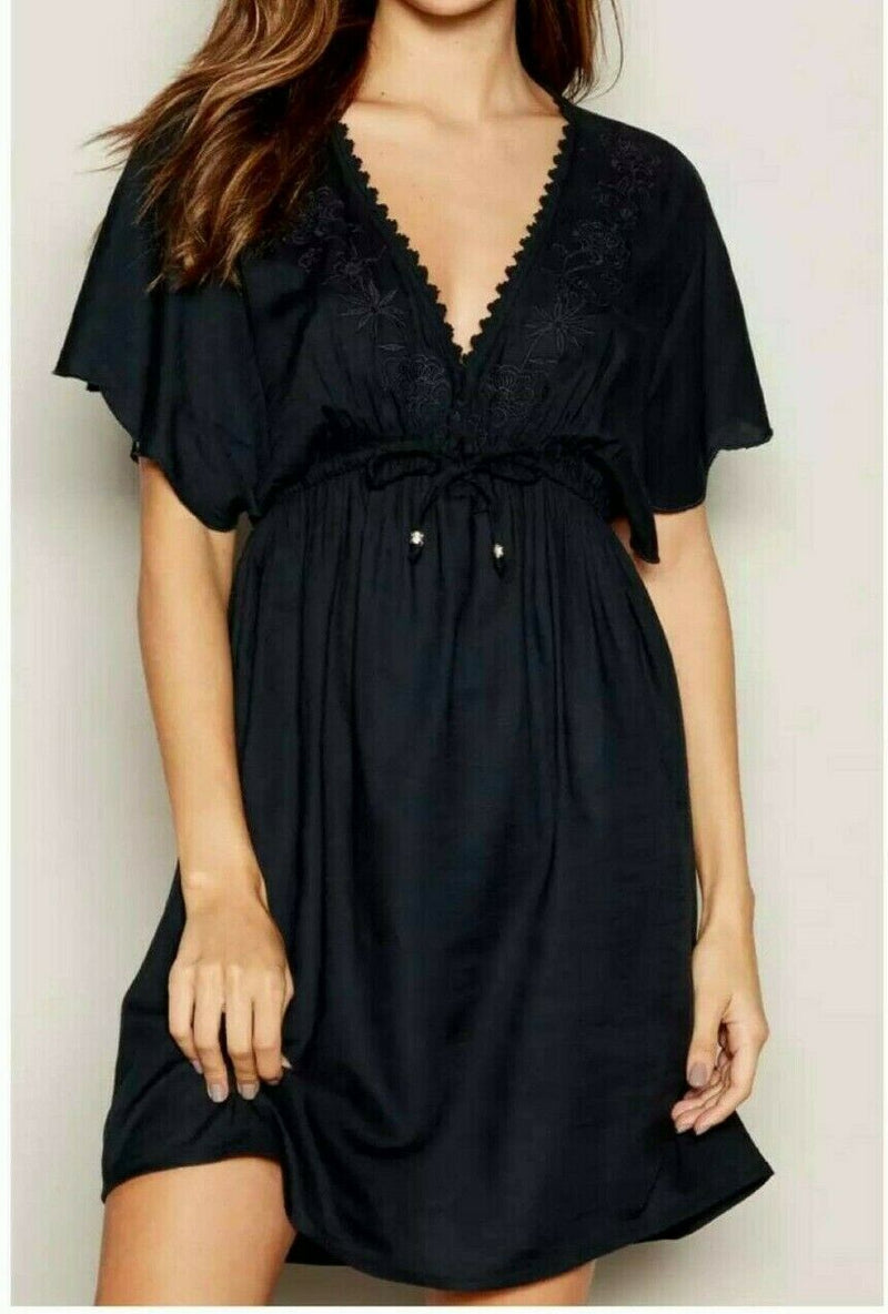 Black Crochet Trim Beach Dress