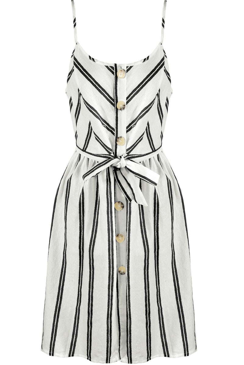 Ladies black and white stripey mini dress