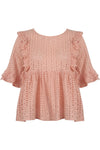 Ladies rose ruffle trim top