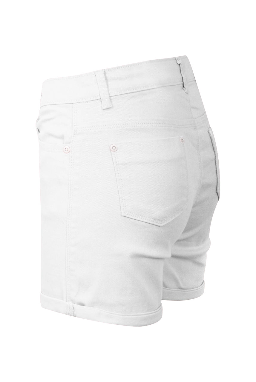 Ladies cream denim shorts