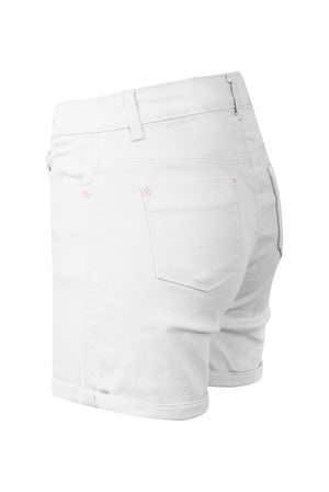 Ladies cream denim shorts