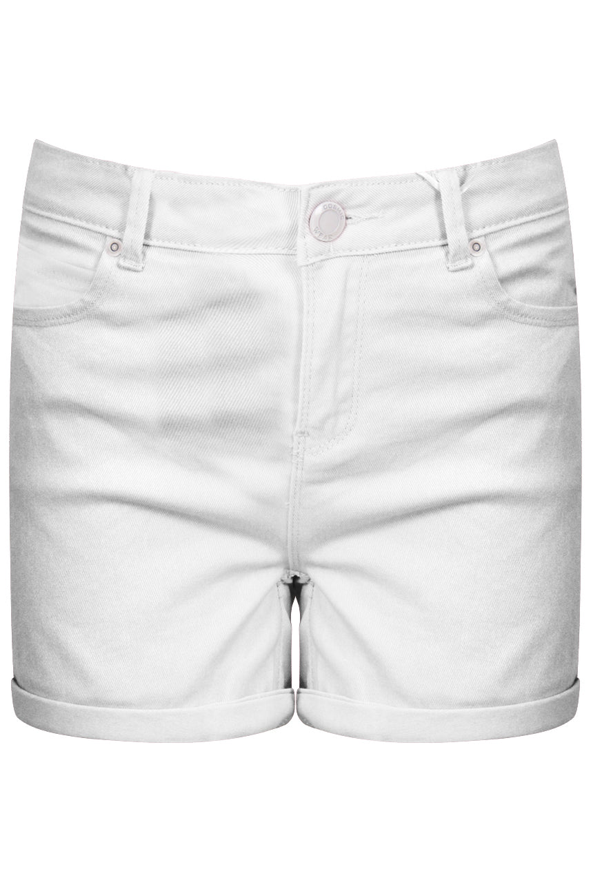 Ladies cream denim shorts