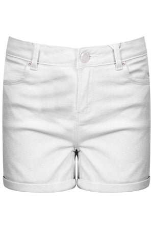 Ladies cream denim shorts