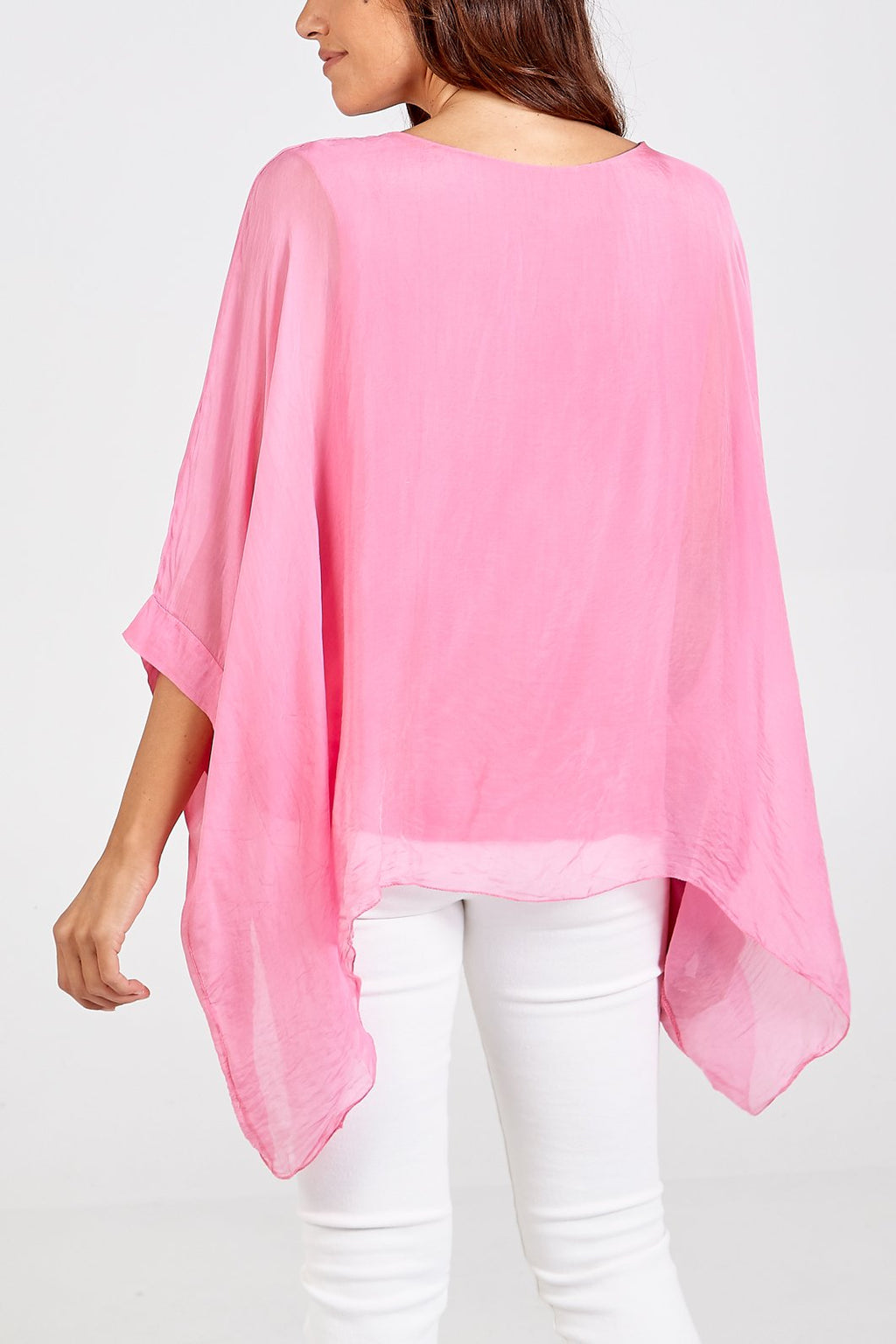 Ladies pink plain silk top