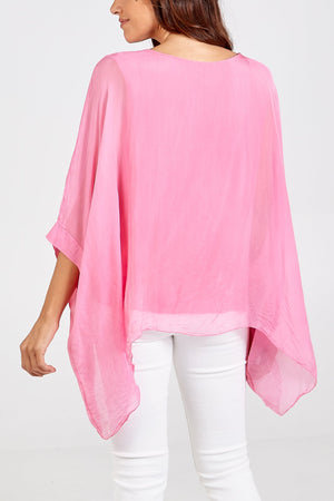 Ladies pink plain silk top