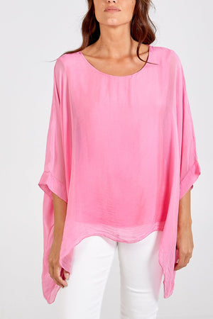 Ladies pink plain silk top