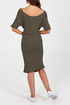 Ladies Khaki off the shoulder parachute dress