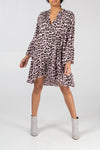 Ladies cream leopard print smock dress