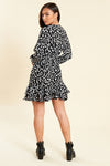 Ladies black animal wruffle wrap dress