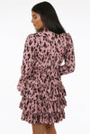 Ladies pink chiffon animal print tier dress