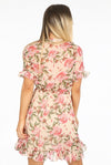 Ladies beige floral frilled skater dress