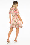 Ladies beige floral frilled skater dress