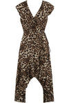 Ladies brown leopard midi wrap dress