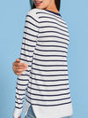 Ladies navy and white stripey knit top