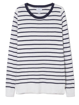 Ladies navy and white stripey knit top