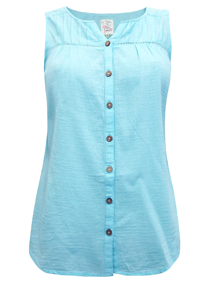 Mantaray Light Blue Sleeveless Top