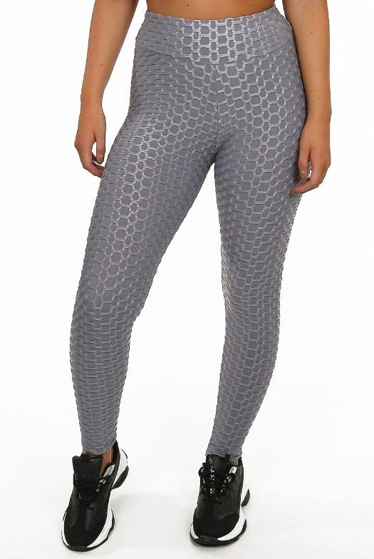 Ladies textured detailed light grey leggings