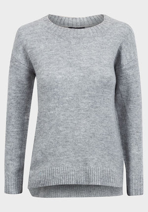 Ladies light grey ribbed jumper