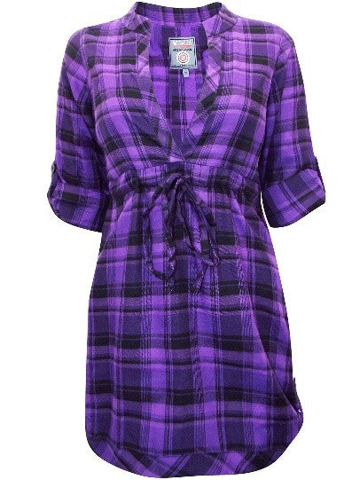 Miss Milla Purple Tunic Checked Top