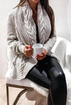 Ladies grey cable knitted shawl cardigan