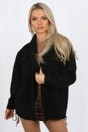 Ladies black oversized shacket