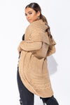 Ladies beige cable knitted shawl cardigan