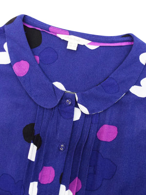 White Stuff Purple Printed Peter Pan Collar Top