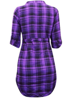 Miss Milla Purple Tunic Checked Top