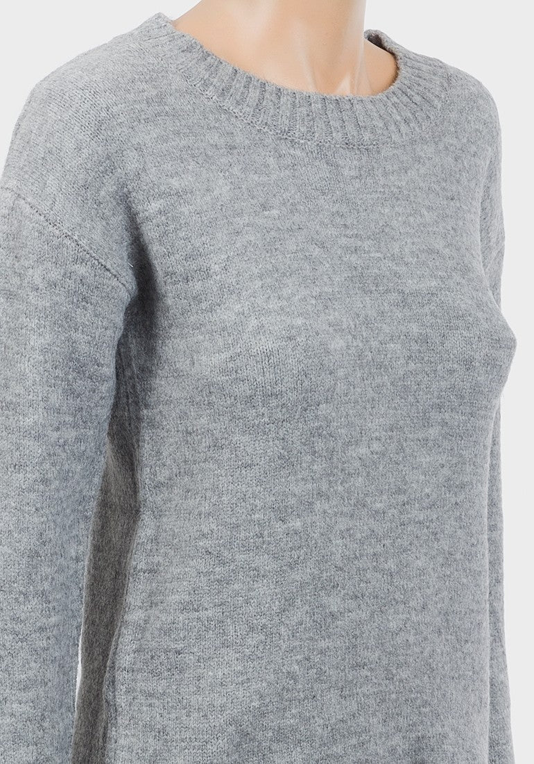 Ladies light grey ribbed jumper