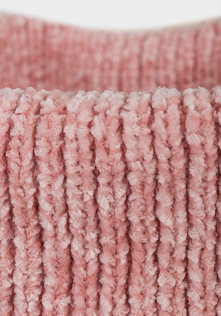 Ladies pink roll neck chenille jumper