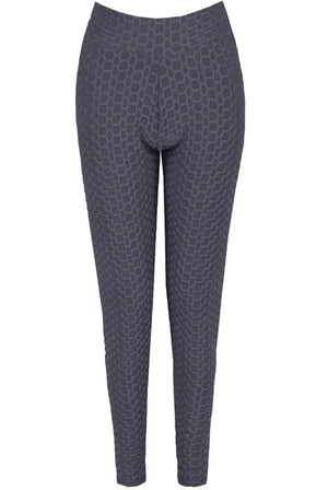 Ladies textured detailed dark grey leggings