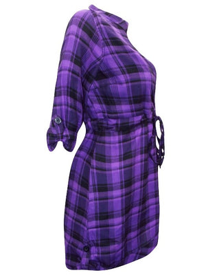 Miss Milla Purple Tunic Checked Top