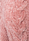 Ladies pink roll neck chenille jumper