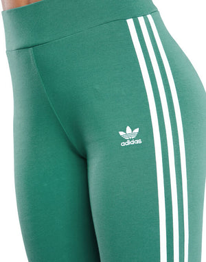 Ladies Adidas Green Three White Stripe Leggings