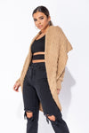 Ladies beige cable knitted shawl cardigan