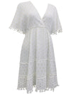 Monsoon White Organic Cotton Metallic Palm Print Kaftan Dress