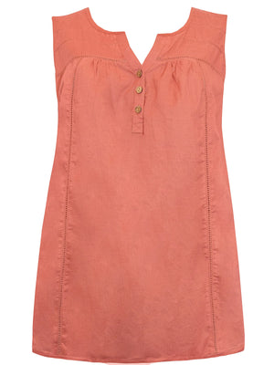 Mantaray Terracotta Pure Cotton Sleeveless Top