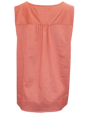 Mantaray Terracotta Pure Cotton Sleeveless Top